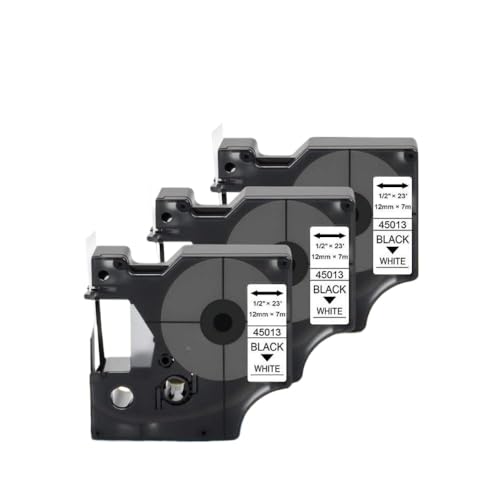 eRgDFS Kompatibel mit Label Manager 160 280 LabelPoint Label Tape D1 45013 40913 43613 6mm 9mm 12 mm schwarz auf Weiß(3PK Black on White) von eRgDFS