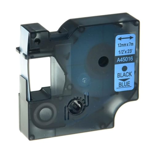 eRgDFS Kompatibel mit Label Tape D1 45010 45013 in 6mm 9mm 12 mm Verwendung mit Label Manager 100 150 200 250 Writer -Drucker(Black Print on Blue) von eRgDFS