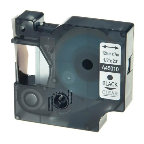 eRgDFS Kompatibel mit Label Tape D1 45010 45013 in 6mm 9mm 12 mm Verwendung mit Label Manager 100 150 200 250 Writer -Drucker(Black Print on Clear) von eRgDFS