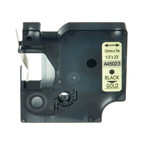 eRgDFS Kompatibel mit Label Tape D1 45010 45013 in 6mm 9mm 12 mm Verwendung mit Label Manager 100 150 200 250 Writer -Drucker(Black Print on Gold) von eRgDFS