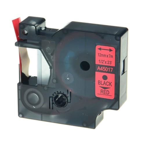 eRgDFS Kompatibel mit Label Tape D1 45010 45013 in 6mm 9mm 12 mm Verwendung mit Label Manager 100 150 200 250 Writer -Drucker(Black Print on Red) von eRgDFS