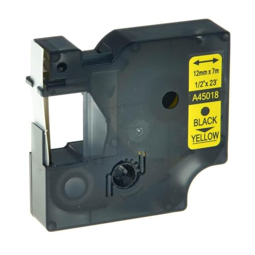 eRgDFS Kompatibel mit Label Tape D1 45010 45013 in 6mm 9mm 12 mm Verwendung mit Label Manager 100 150 200 250 Writer -Drucker(Black on Yellow) von eRgDFS