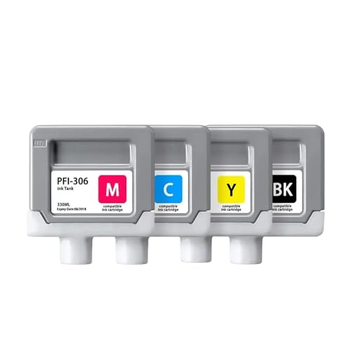 eRgDFS Kompatibel mit PFI-306 330 ml Tintenpatronen IPF8300 IPF8300S IPF8400 IPF8400S IPF9400 IPF9410I-Drucker mit Volltinte(1pc-Y) von eRgDFS