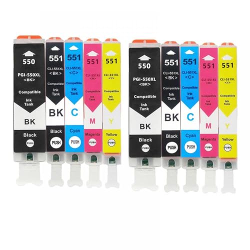 eRgDFS Kompatibel mit PGI550 551 XL Tintenpatronendrucker MG7150 MX725 IX6850 MG5450 IP7200(2 Set 10PCS) von eRgDFS