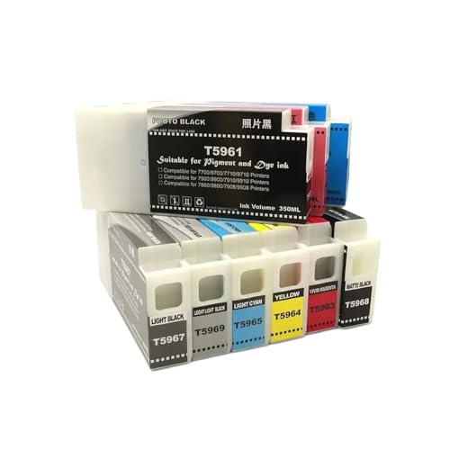 eRgDFS Kompatibel mit T5961 bis T5969 Tintenpatron(PBK-700ml Dye Ink) von eRgDFS