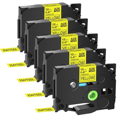 eRgDFS Kompatibel mit TZE-631 12 mm Pt-1000 Pt-H101C Pt-H105 5 Pack laminiert l ABEL t Ape Schwarzgelb von eRgDFS