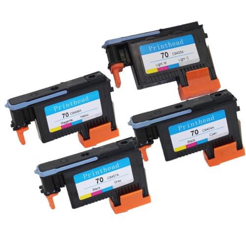 eRgDFS Kompatibel mit Tinte PrinThead 70 Serie C9404A C9405A C9406A C9407A DesignJet -Modelle Z2100 Z300 Z3200 Z5200 Z5400(1set 4 PCS) von eRgDFS