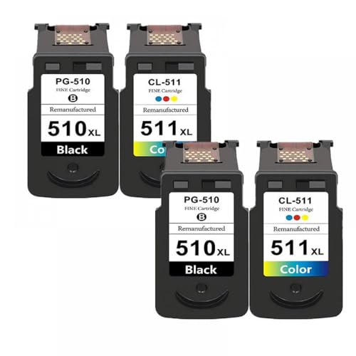 eRgDFS Kompatibel mit Tintenpatronen PG510 CL511 Drucker PG 510 CL 511 IP 2700 MP250 MP270 MP280 480 MX320 330 MX340(2Black 2Color) von eRgDFS