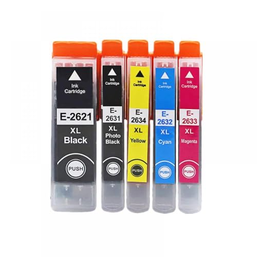 eRgDFS Kompatibel mit Tintenpatronen T2621 Schwarze Druckermodelle XP510 XP520 XP600 XP605 XP615 XP620 XP625 XP710 XP720 XP800 XP810(1set) von eRgDFS