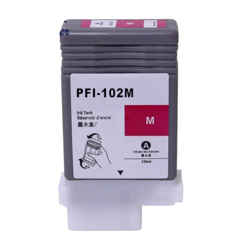 eRgDFS Kompatibel mit Tintenstrahlpigmentkartusche PFI-102 PFI102 IPF 700 500 600 510 610 710 Drucker(1PC Magenta) von eRgDFS