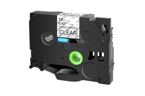 eRgDFS Kompatibel mit verschiedenem Etikett Schwarz auf weißem Klebeband 12 mmTze-S231 S621 TZS131 TZS251 Starkes Klebstoffetikett(Black on Clear) von eRgDFS
