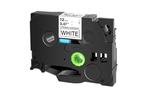 eRgDFS Kompatibel mit verschiedenem Etikett Schwarz auf weißem Klebeband 12 mmTze-S231 S621 TZS131 TZS251 Starkes Klebstoffetikett(Black on White) von eRgDFS