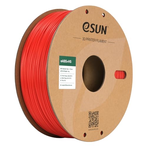 eSUN ABS+ Filament 1.75mm, ABS+HS Hochgeschwindigkeits 3D Drucker Filament Schnelligkeit ABS Plus, Maßgenauigkeit +/- 0.03mm, 1KG Spule (2.2 LBS) für 3D High Speed Drucker,Rot von eSUN
