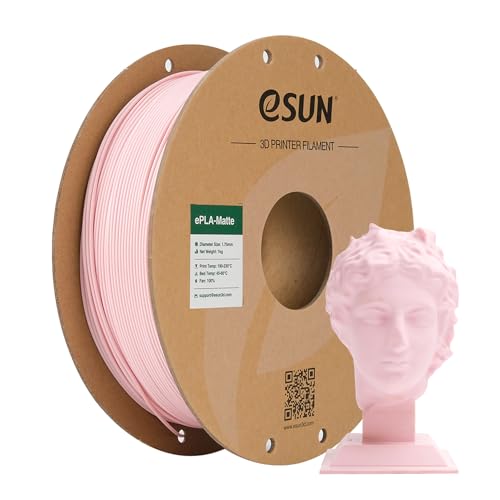 eSUN Aufgerüstet Matte PLA 3D Drucker Filament, Matte PLA Filament 1.75mm, Maßgenauigkeit +/- 0.05mm, 1kg Spule (2.2 LBS) 3D Druck Filament für 3D Drucker, Matte Pfirsich Rosa von eSUN