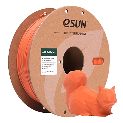 eSUN Aufgerüstet Matte PLA Filament 1.75mm, Matte PLA 3D Drucker Filament, Maßgenauigkeit +/- 0.02mm, 1KG Spule (2.2 LBS) 3D Druck Filament für 3D Drucker, Matte Mandarine Orange von eSUN