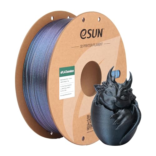 eSUN Chameleon PLA Filament 1.75mm, Glitter 3D Drucker PLA Filament, Farbverlaufsänderung Maßgenauigkeit +/- 0.05mm, 1KG Spule (2.2 LBS) für 3D Drucker, Techno Schwarz von eSUN