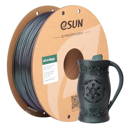 eSUN Dual Color PLA Filament 1.75mm, ePLA-Magic Glitter 3D Drucker PLA Filament, Maßgenauigkeit +/- 0.05mm, 1KG Spule (2.2 LBS) für 3D Drucker, Dunkel Glänzendes Grün von eSUN