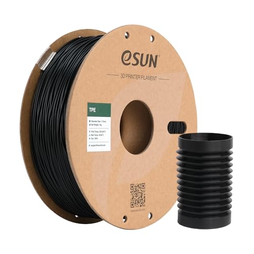 eSUN Flexibles TPE Filament 1.75mm, 3D Drucker Filament TPE-83A, Maßgenauigkeit +/- 0.05mm, 1kg Spule (2.2 LBS) 3D Druck Filament für 3D Drucker, Schwarz von eSUN