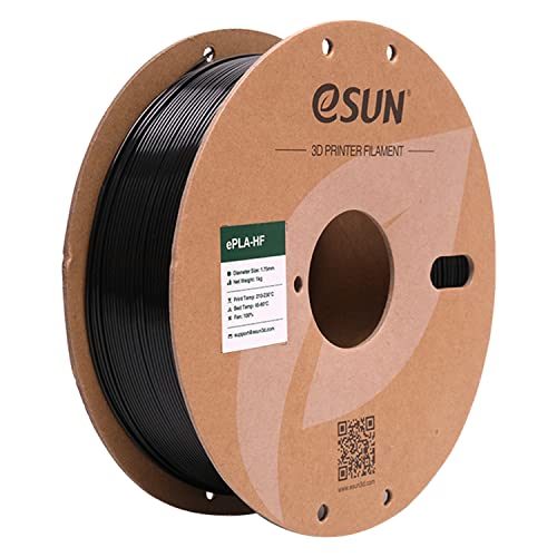 eSUN Hohe Geschwindigkeit PLA Filament 1.75mm, 3D Drucker Filament PLA-HS, Maßgenauigkeit +/- 0.03mm, 1KG Spule (2.2LBS) 3D Druck Filament für 3D Drucker, Schwarz von eSUN