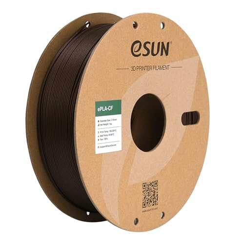 eSUN Kohlefaser Gefüllt PLA Filament 1.75mm, PLA-CF Carbon Fiber Filled PLA Filament Maßgenauigkeit +/- 0.03mm, 1KG Spule (2.2 LBS) 3D Druck Materialien für FDM 3D Drucker,Rot von eSUN