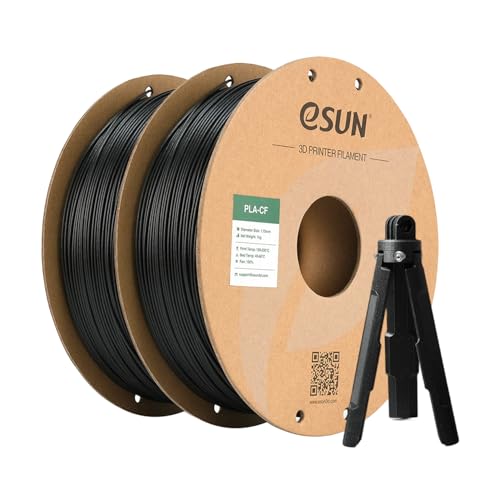 eSUN Kohlefaser Gefüllt PLA Filament 1.75mm, PLA-CF Carbon Fiber Filled PLA Filament Maßgenauigkeit +/- 0.03mm, 1KG pro Spule, 2 Spulen,3D Druck Materialien für FDM 3D Drucker,Schwarz eSUN Kohlefaser Gefüllt PLA Filament 1.75mm, PLA-CF Carbon Fiber Filled PLA Filament Maßgenauigkeit +/- 0.03mm, 1KG pro Spule, 2 Spulen,3D Druck Materialien für FDM 3D Drucker,Schwarz von eSUN