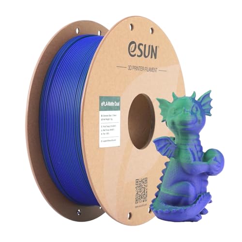 eSUN Matte Dual Colour Filament, Matte PLA Filament 1.75mm, glanzfreie Farbe, gefrostete Textur, 1KG Spule (2.2 LBS) 3D Druck Filament für 3D Drucker, Grün Blau von eSUN