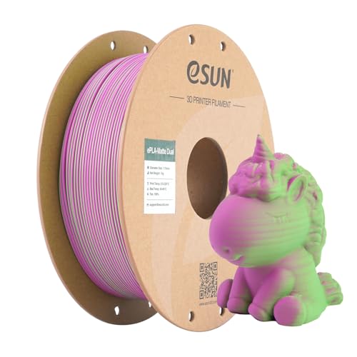 eSUN Matte Dual Colour Filament, Matte PLA Filament 1.75mm, glanzfreie Farbe, gefrostete Textur, 1KG Spule (2.2 LBS) 3D Druck Filament für 3D Drucker, Grünlich Rosa von eSUN