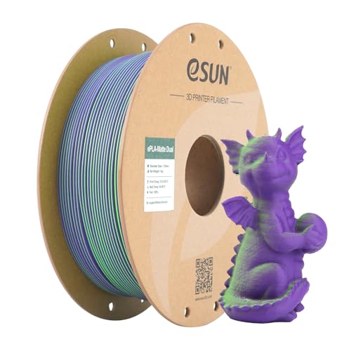 eSUN Matte Dual Colour Filament, Matte PLA Filament 1.75mm, glanzfreie Farbe, gefrostete Textur, 1KG Spule (2.2 LBS) 3D Druck Filament für 3D Drucker, Grünlich Violett von eSUN