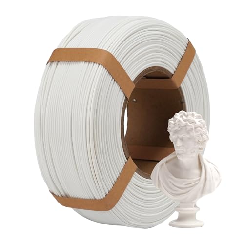 eSUN Matte PLA Refill Filament 1.75mm, Spulenloses 3D Druck Filament, glanzfreie Farbe, gefrostete Textur, 1KG Spule (2.2 LBS) für 3D Drucker, Cremeweiß von eSUN