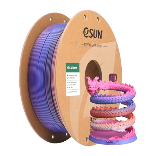 eSUN Matte Rainbow PLA Filament 1.75mm, Matte Multicolored 3D Drucker Filament PLA, 1KG Spule (2.2 LBS) Gradient Changing Filament für 3D Drucker, Fruchtige Bonbonfarbe von eSUN