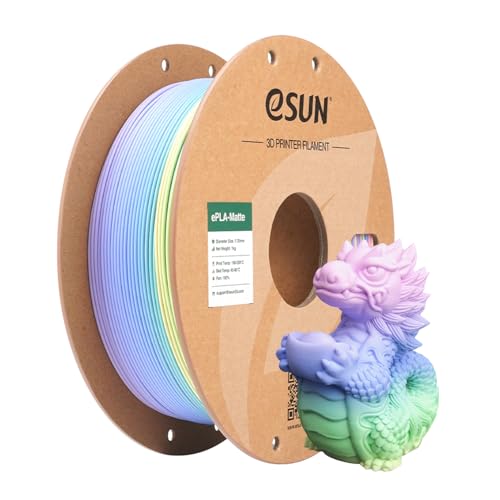 eSUN Matte Rainbow PLA Filament 1.75mm, Matte Multicolored 3D Drucker Filament PLA, 1KG Spule (2.2 LBS) Gradient Changing Filament für 3D Drucker, Makrone von eSUN