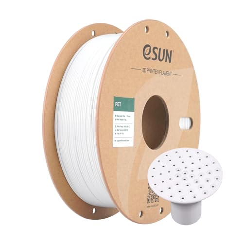 eSUN PET Filament 1.75mm, hohe Zähigkeit PET Filament, 1KG Spule (2.2 LBS) 3D-Druck Filament für 3D-Drucker (Weiß, 1KG) von eSUN
