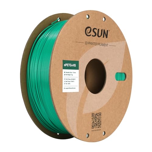 eSUN PETG Filament 1.75mm, PETG+HS Hochgeschwindigkeits 3D Drucker Filament, Maßgenauigkeit +/- 0.03mm, 1KG Spule (2.2 LBS) Schnelligkeit PETG für 3D High Speed Drucker,Einfarbig Grün von eSUN