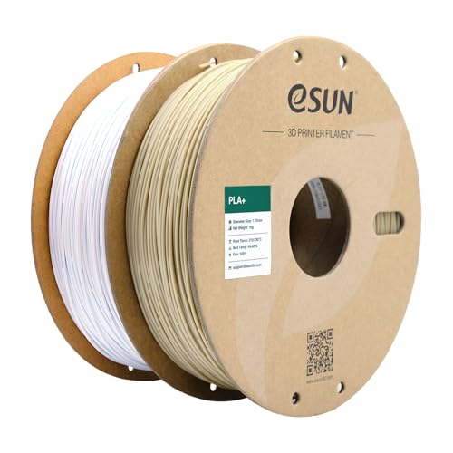 eSUN PLA+ Filament 1.75mm, 3D Drucker Filament PLA Plus, Maßgenauigkeit +/- 0.03mm, 1KG pro Spule, 2 Spulen 3D Druck Filament für 3D Drucker, Knochen Weiß+Kühles Weiß eSUN PLA+ Filament 1.75mm, 3D Drucker Filament PLA Plus, Maßgenauigkeit +/- 0.03mm, 1KG pro Spule, 2 Spulen 3D Druck Filament für 3D Drucker, Knochen Weiß+Kühles Weiß von eSUN