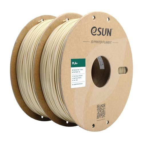 eSUN PLA+ Filament 1.75mm, 3D Drucker Filament PLA Plus, Maßgenauigkeit +/- 0.03mm, 1KG pro Spule, 2 Spulen 3D Druck Filament für 3D Drucker, Knochen Weiß von eSUN
