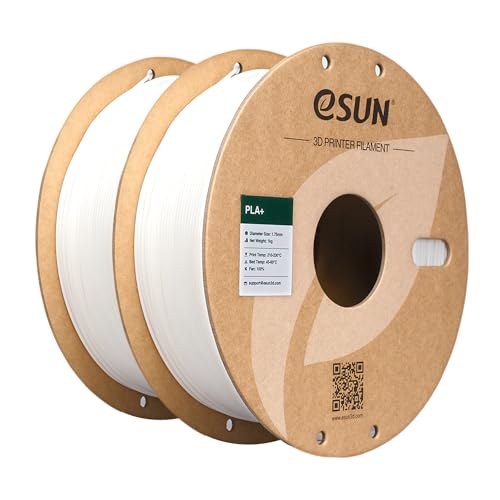 eSUN PLA+ Filament 1.75mm, 3D Drucker Filament PLA Plus, Maßgenauigkeit +/- 0.03mm, 1KG pro Spule, 2 Spulen 3D Druck Filament für 3D Drucker, Weiß eSUN PLA+ Filament 1.75mm, 3D Drucker Filament PLA Plus, Maßgenauigkeit +/- 0.03mm, 1KG pro Spule, 2 Spulen 3D Druck Filament für 3D Drucker, Weiß von eSUN