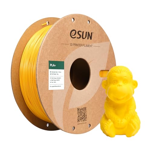 eSUN PLA+ Filament 1.75mm, 3D Drucker Filament PLA Plus, Maßgenauigkeit +/- 0.03mm, 1kg Spule (2.2 LBS) 3D Druck Filament für 3D Drucker, Gelb von eSUN