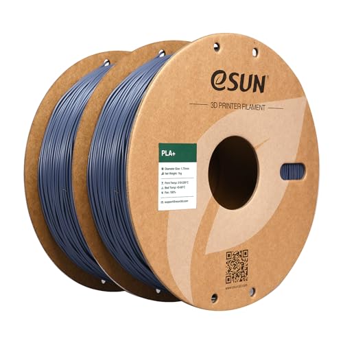 eSUN PLA+ Filament 1.75mm, 3D Drucker Filament PLA Plus, Maßgenauigkeit +/- 0.03mm, 1kg pro Spule, 2 Spulen 3D Druck Filament, Grau von eSUN