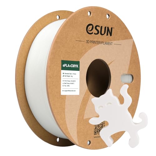 eSUN PLA+ Filament 1.75mm, Lithophan 3D Drucker Filament PLA Plus, Maßgenauigkeit +/- 0.03mm, 1KG Spule (2.2 LBS) CMYK Filament für FDM 3D Drucker, Weiß von eSUN