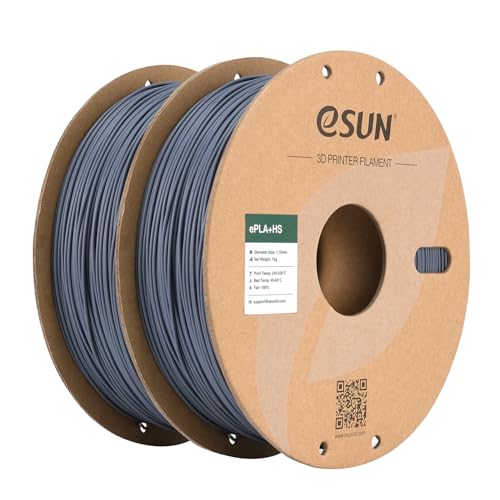 eSUN PLA+ Filament 1.75mm, PLA+HS Hochgeschwindigkeitsdruck 3D Drucker Filament Maßgenauigkeit +/- 0.03mm, 1KG Spule (2.2 LBS) Speedy PLA Plus Filament (Grau-2KG, 2KG) von eSUN