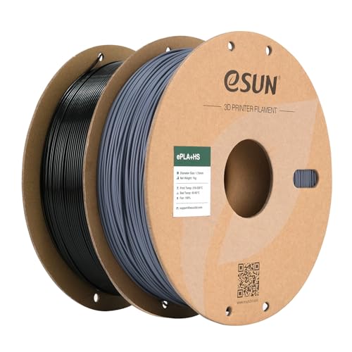 eSUN PLA+ Filament 1.75mm, PLA+HS Hochgeschwindigkeitsdruck 3D Drucker Filament Maßgenauigkeit +/- 0.03mm, 1KG Spule (2.2 LBS) Speedy PLA Plus Filament (Schwarz + Grau, 2KG) von eSUN