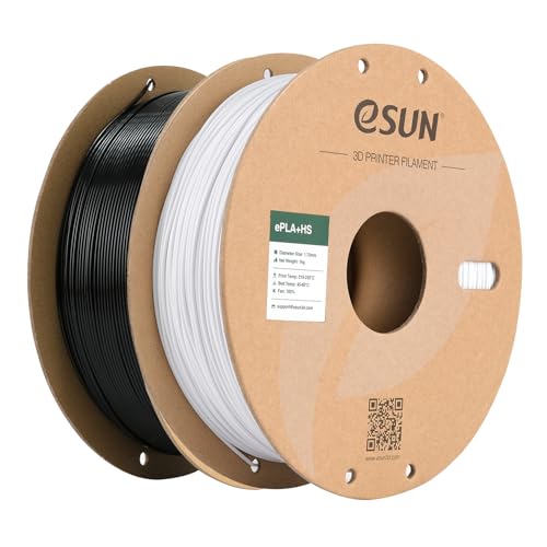 eSUN PLA+ Filament 1.75mm, PLA+HS Hochgeschwindigkeitsdruck 3D Drucker Filament Maßgenauigkeit +/- 0.03mm, 1KG Spule (2.2 LBS) Speedy PLA Plus Filament (Schwarz + Kaltes Weiß, 2KG) von eSUN