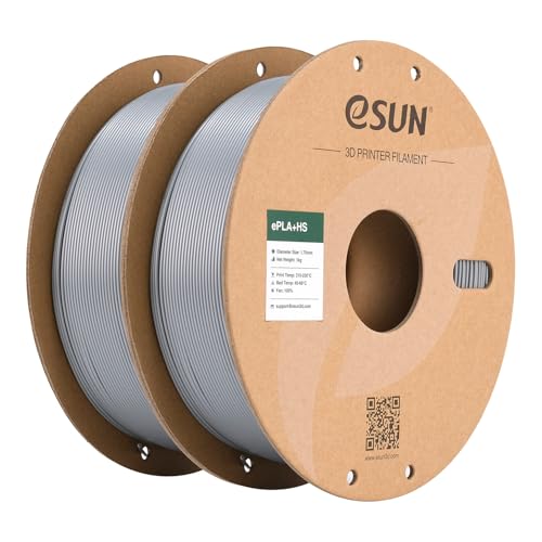 eSUN PLA+ Filament 1.75mm, PLA+HS Hochgeschwindigkeitsdruck 3D Drucker Filament Maßgenauigkeit +/- 0.03mm, 1KG Spule (2.2 LBS) Speedy PLA Plus Filament (Silbrig-2KG, 2KG) von eSUN