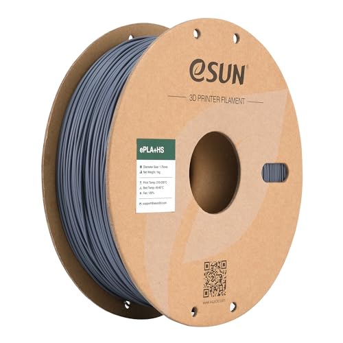 eSUN PLA+ Filament 1.75mm, PLA+HS Hochgeschwindigkeitsdruck 3D Drucker Filament Maßgenauigkeit +/- 0.03mm, 1KG Spule (2.2 LBS) Speedy PLA Plus Filament für High Speed Drucker,Grau von eSUN