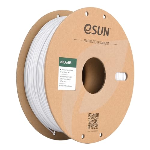 eSUN PLA+ Filament 1.75mm, PLA+HS Hochgeschwindigkeitsdruck 3D Drucker Filament Maßgenauigkeit +/- 0.03mm, 1KG Spule (2.2 LBS) Speedy PLA Plus Filament für High Speed Drucker,Kaltes Weiß von eSUN