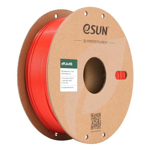 eSUN PLA+ Filament 1.75mm, PLA+HS Hochgeschwindigkeitsdruck 3D Drucker Filament Maßgenauigkeit +/- 0.03mm, 1KG Spule (2.2 LBS) Speedy PLA Plus Filament für High Speed Drucker,Rot von eSUN