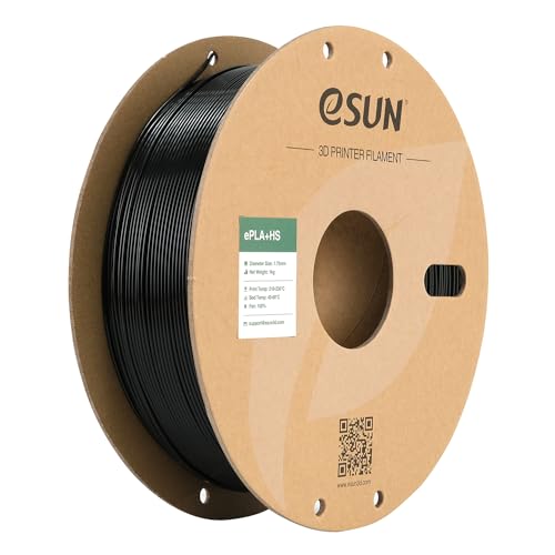 eSUN PLA+ Filament 1.75mm, PLA+HS Hochgeschwindigkeitsdruck 3D Drucker Filament Maßgenauigkeit +/- 0.03mm, 1KG Spule (2.2 LBS) Speedy PLA Plus Filament für High Speed Drucker,Schwarz von eSUN