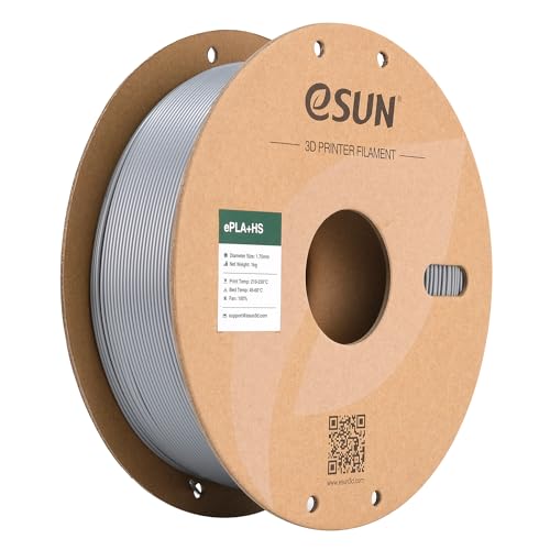 eSUN PLA+ Filament 1.75mm, PLA+HS Hochgeschwindigkeitsdruck 3D Drucker Filament Maßgenauigkeit +/- 0.03mm, 1KG Spule (2.2 LBS) Speedy PLA Plus Filament für High Speed Drucker,Silber von eSUN