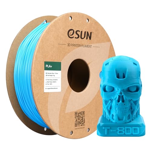 eSUN PLA+ Filament 1.75mm, 3D Drucker Filament PLA Plus, Maßgenauigkeit +/- 0.03mm, 1kg Spule (2.2 LBS) 3D Druck Filament für 3D Drucker, Hell Blau von eSUN