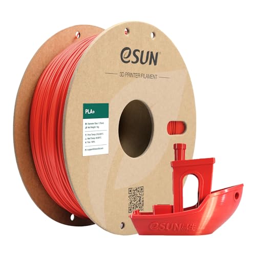 eSUN PLA+ Filament 1.75mm, 3D Drucker Filament PLA Plus, Maßgenauigkeit +/- 0.03mm, 1kg Spule (2.2 LBS) 3D Druck Filament für 3D Drucker, Rot von eSUN